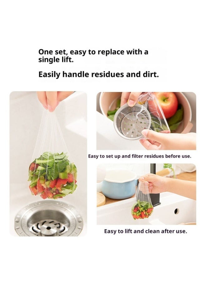 موندا 300 قطعة من أكياس قمامة شبكية للاستخدام مرة واحدة لمصفاة حوض المطبخ وحقيبة شبكية لجمع نفايات الطعام وفخ شعر للاستخدام مرة واحدة لجمع بقايا طعام المطبخ والنفايات المتبقية - Image 3