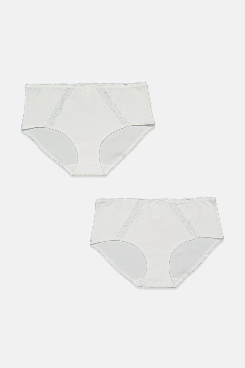 Tchibo Women 2 Pieces Pull On Textured Panty, White - Image 1