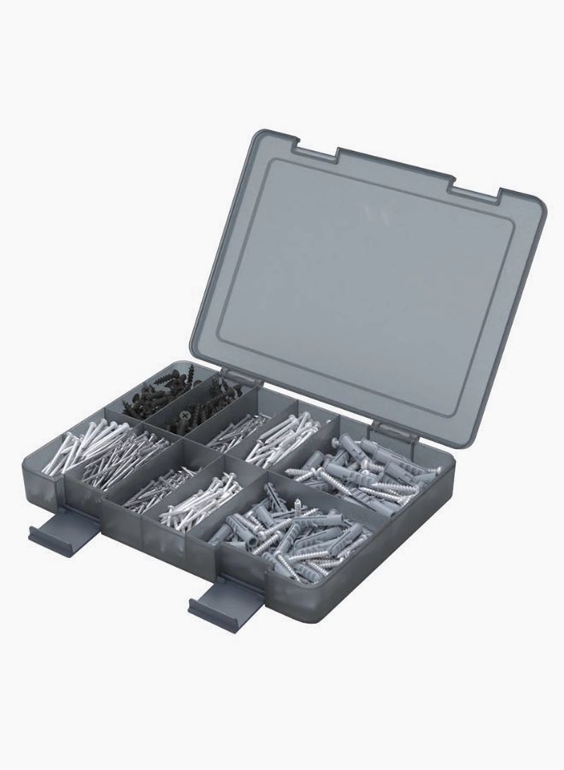 JIMIHOME 570-Piece Screws and Nails Set with Organizer Box - Plastic Organizer for Home or Office, Hide Drywall Anchors,  Drywall Screws,Screw Nails, Wood Nails, Cement Nails (Gray)  - Image 2