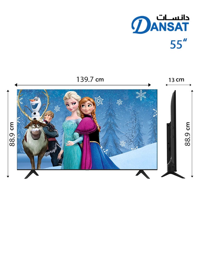 دانسات تلفزيون ذكي أندرويد 55 بوصة Ultra HD 4K مع حامل حائط أسود - Image 4