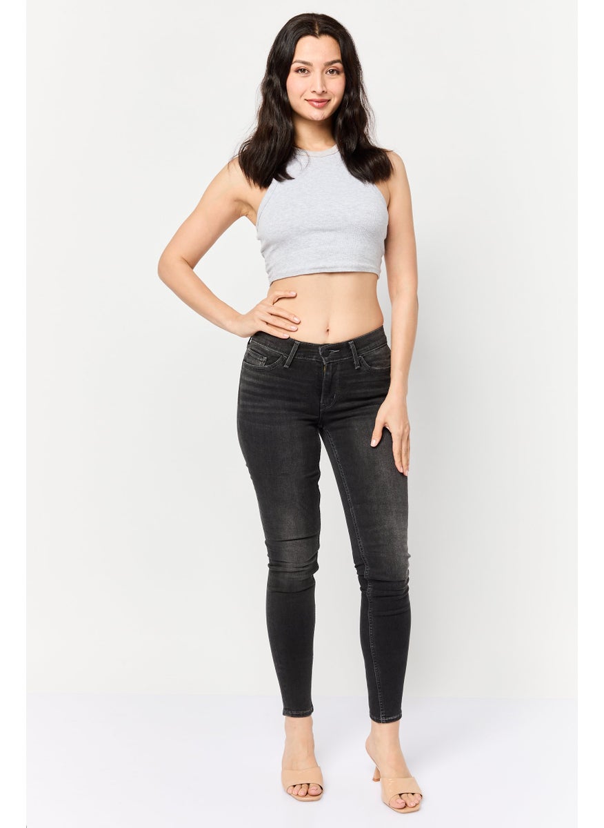 Levi's Women Skinny Fit Washed Stretchable Jeans, Black  - Image 2