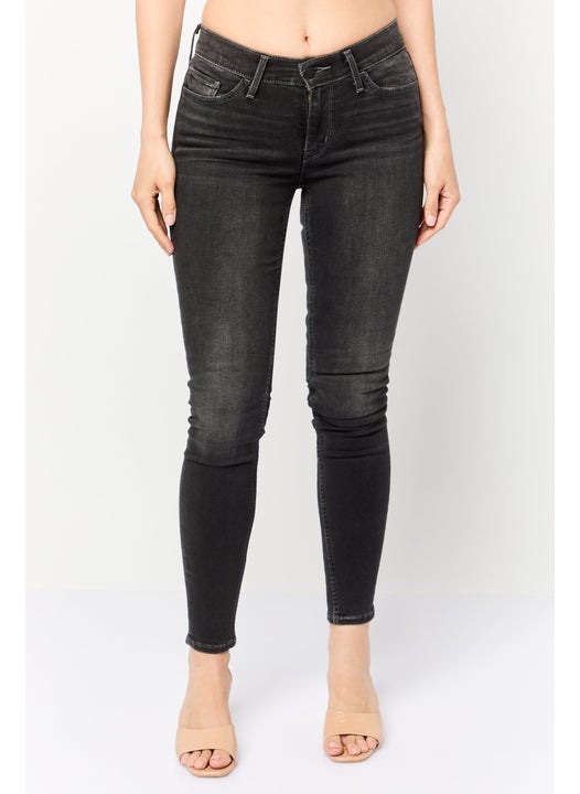 Women Skinny Fit Washed Stretchable Jeans, Black