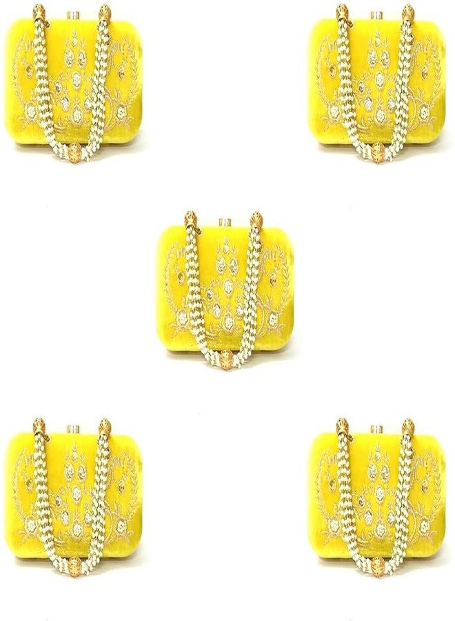 DUCHESS Women's Embroidered Lemon Box Clutch (Pack of 5)