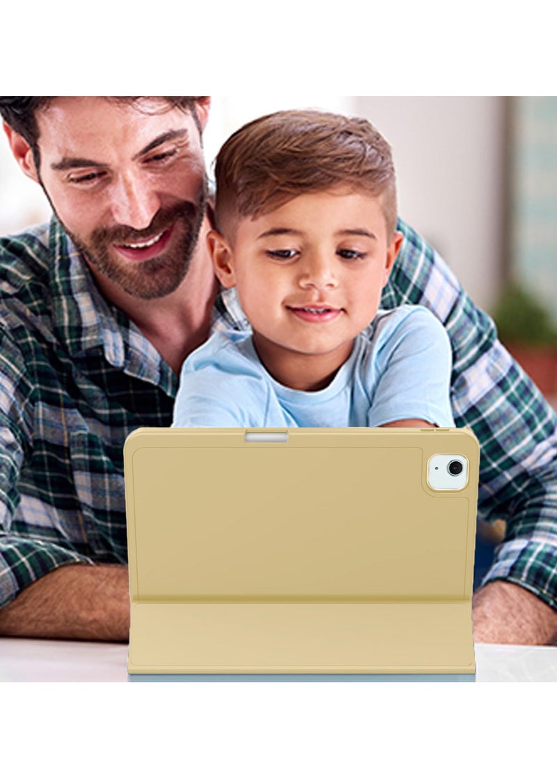 Wtech Smart Flip Auto Awake/Auto Sleep Leather Texture with Pen Holder Case Cover For Apple iPad Air 11 (iPad Air 6) 5G 2024 6th Generation 11 Inch / iPad Air 11 2025 Gold - Image 5