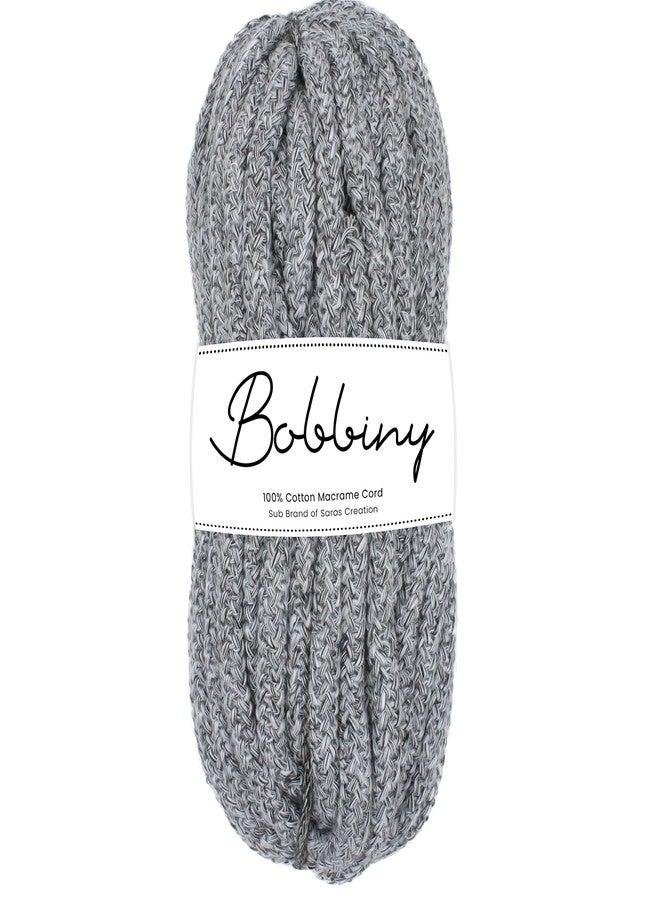 BOBBINY خيط دوري قطني محبوك من بوبيني، مثالي لأعمال المكرمية اليدوية وغيرها من المشاريع، أسود مختلط - 8 مم، 25 متر، 350 غرام - Image 1