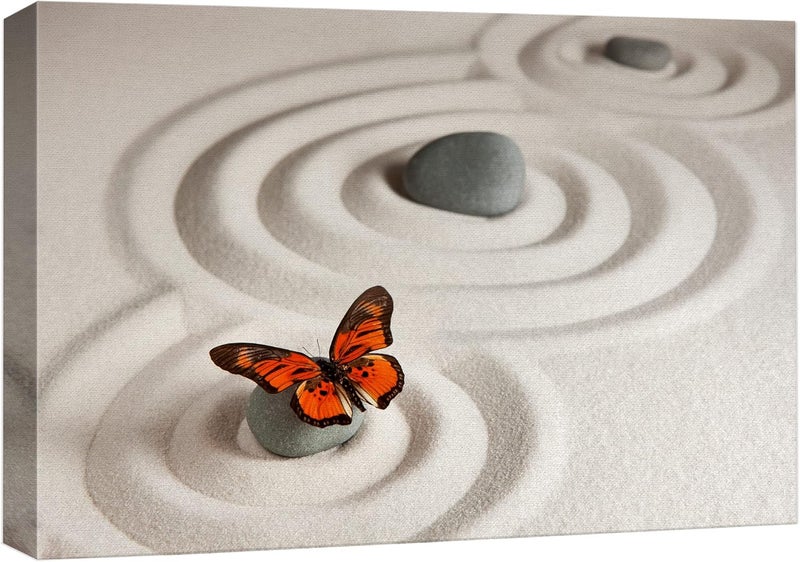 wall26 Zen Garden Canvas Print with Monarch Butterfly - Image 1