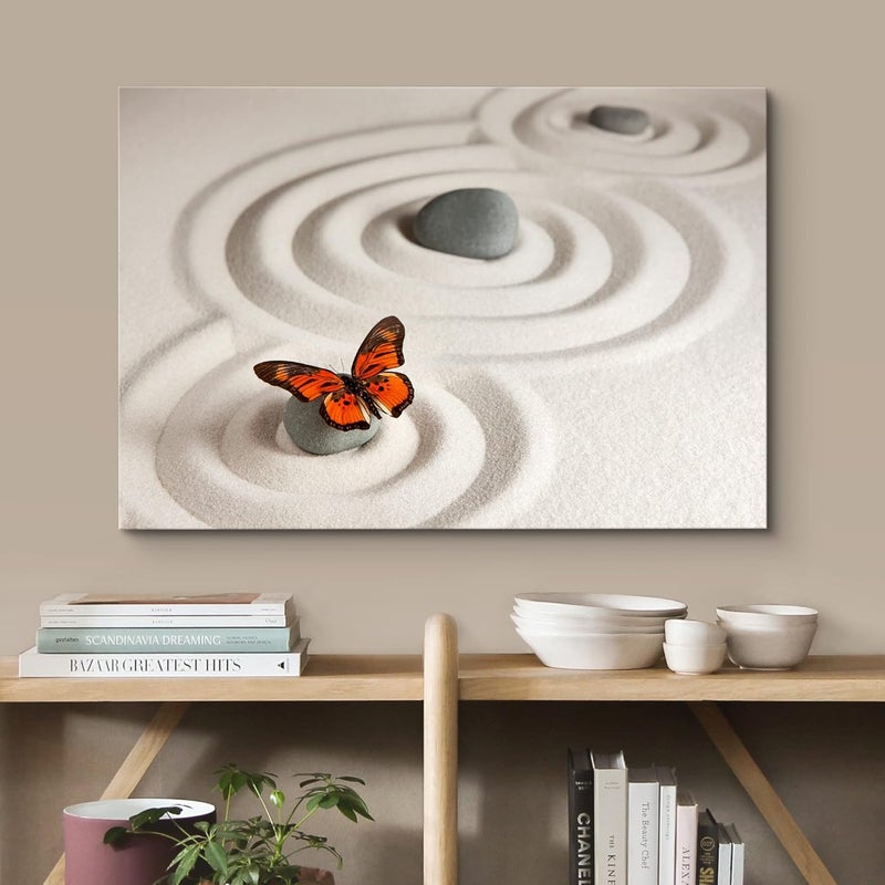 wall26 Zen Garden Canvas Print with Monarch Butterfly - Image 2