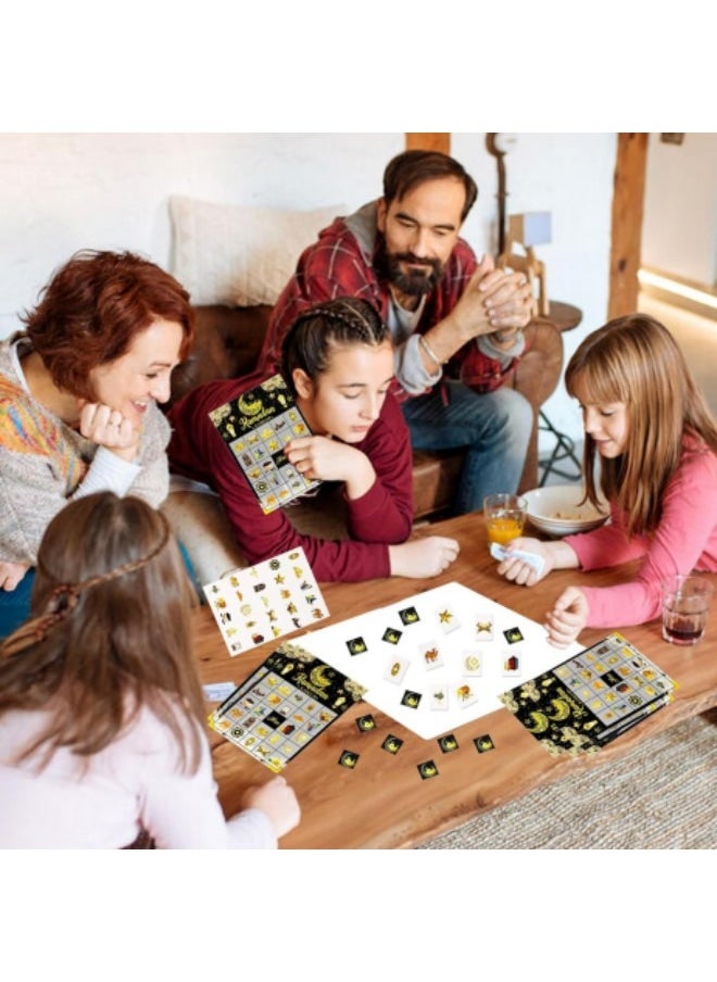 GGEROU Ramadan Bingo Game Cards Set for Ramadan Family Activities，Eid Ramadan Mubarak Bingo Game 24 Players Ramadan Bingo Cards Black  - Image 3