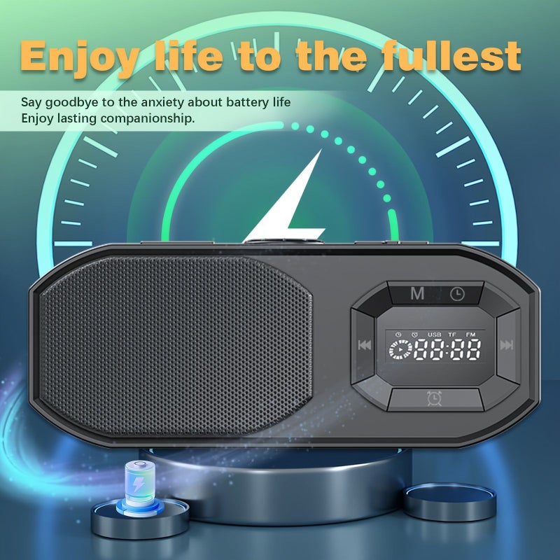 Black Wireless Speaker with Clock Display and High Fidelity Stereo Sound - Image 1