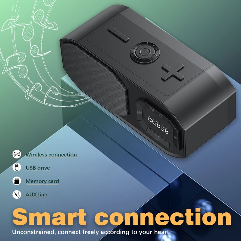 Black Wireless Speaker with Clock Display and High Fidelity Stereo Sound - Image 3