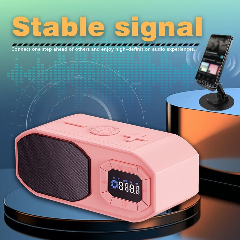 Black Wireless Speaker with Clock Display and High Fidelity Stereo Sound - Image 5