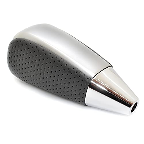 SHIFTIN Black Leather and Silver Gear Shift Knob for Toyota Land Cruiser 4Runner Sequoia Tundra and Lexus (Punched Black Leather/Gray Silver) - Image 3