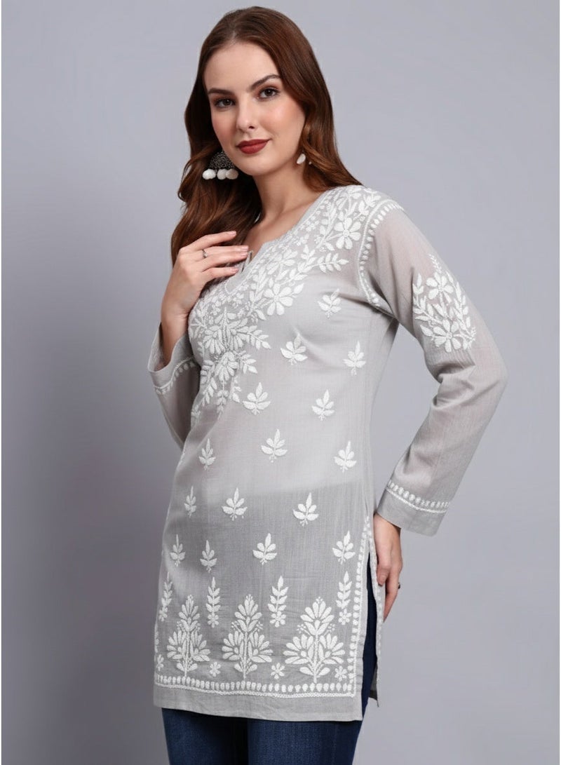 الايا بلوزة قصيرة مطرزة يدوياً بالقطن شيكانكاري للنساء - Image 3