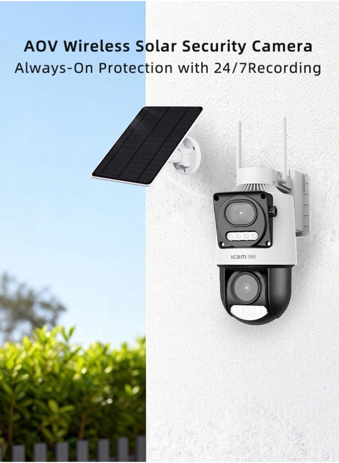 ICAM 365 4G Solar Security Camera with SIM Card Trial Pack, Dual Lens 4MP+4MP 2K AOV PTZ CCTV, 12000mAh Battery, AI Human Detection, Night Vision for Farm Construction Site Outdoor - Image 2