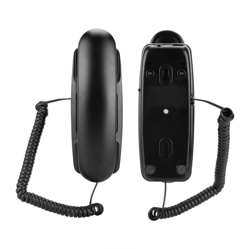 Wall Mount Telephone: Black, Telephone Line Powered, No Battery Required - Compact Space-Saving, Flash & Call Mute Functions, Last Number Redial for Home Hotel Desktop Use - Image 4