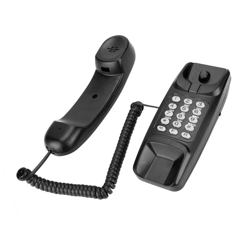 Wall Mount Telephone: Black, Telephone Line Powered, No Battery Required - Compact Space-Saving, Flash & Call Mute Functions, Last Number Redial for Home Hotel Desktop Use - Image 5