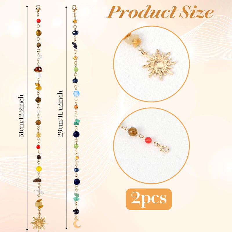 Shimmeroo 2Pcs Loc Jewels for Black Women,Hair Charms for Braids Long Colorful Loc Charms with Sun Moon Hair Accessories Hairstyle Decoration - Image 2