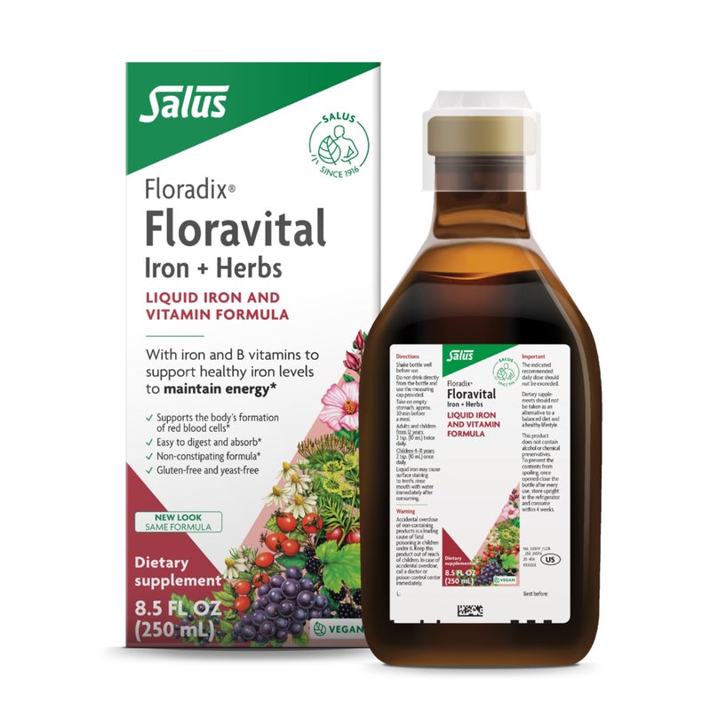 Floradix Floradix Floravital Liquid Iron Vitamins Formula Liquid Iron Supplement with B Complex Vitamins Vitamin C Herbs for Energy Support Vegan GlutenFree Yeast Free NonGMO 85 Fl Oz