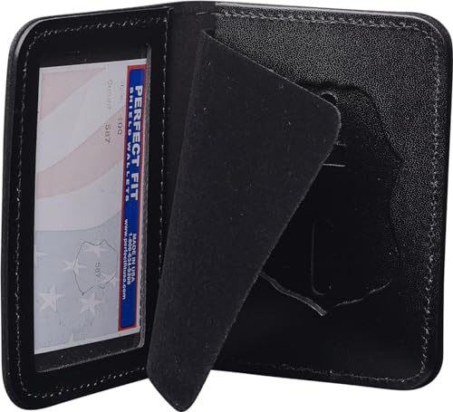 Perfect Fit Shield Wallets CBP Badge Holder US Customs Border Control Eagle Shield badge and ID Case Hidden Badge BiFold Style Wallet Cutout PF587 Black Leather - Image 3