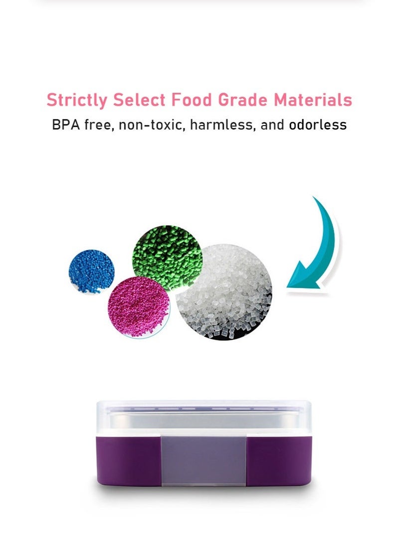 Kids School Stainless Steel Lunch Box Insulated Bento Lunch Box with Storage Bag 3 Compartments Divided Lunch Container with Lid Tableware (Purple 720ML) - Image 5