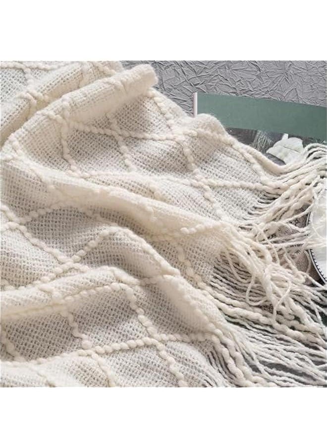 MIXDE Knitted Throw Blankets for Couch and Bed,Soft Cozy Knit Blanket with Tassel,Lightweight Decorative Blankets and Throws,Farmhouse Warm Woven Blanket for Men and Women (Beige, 127 * 180cm)  - Image 5