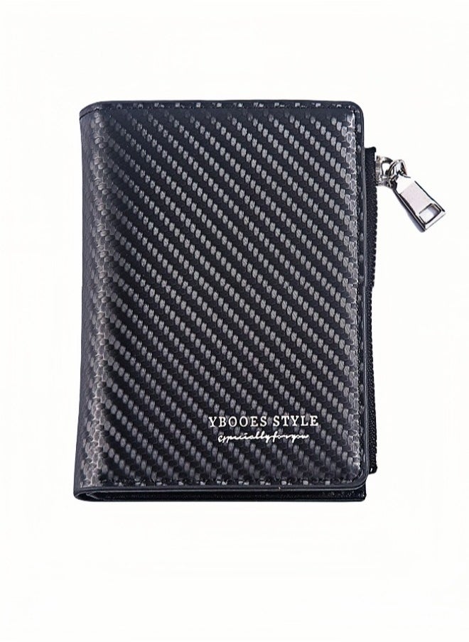 ARUWA Zippered Leather Mens Wallet Black, Card Holder Minimalist Design for Pocket Card Capacity ID Window Cash Slot  - Image 1