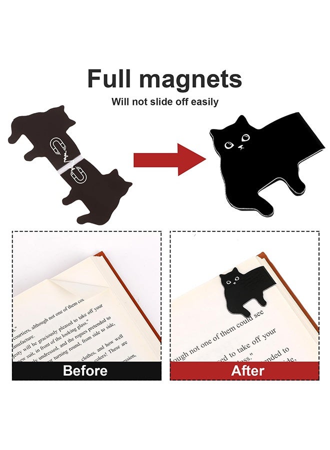 Peachjoy Assorted Cute Cat Book Markers Clips Set for Women - 7 Pcs Black Cat Magnetic Bookmarks, Kawaii Bookmark for Teachers Students Book Lovers - Image 2