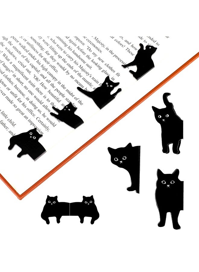 Peachjoy Assorted Cute Cat Book Markers Clips Set for Women - 7 Pcs Black Cat Magnetic Bookmarks, Kawaii Bookmark for Teachers Students Book Lovers - Image 1