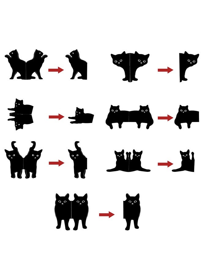 Peachjoy Assorted Cute Cat Book Markers Clips Set for Women - 7 Pcs Black Cat Magnetic Bookmarks, Kawaii Bookmark for Teachers Students Book Lovers - Image 4
