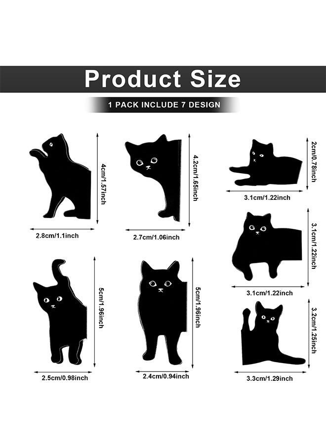 Peachjoy Assorted Cute Cat Book Markers Clips Set for Women - 7 Pcs Black Cat Magnetic Bookmarks, Kawaii Bookmark for Teachers Students Book Lovers - Image 3