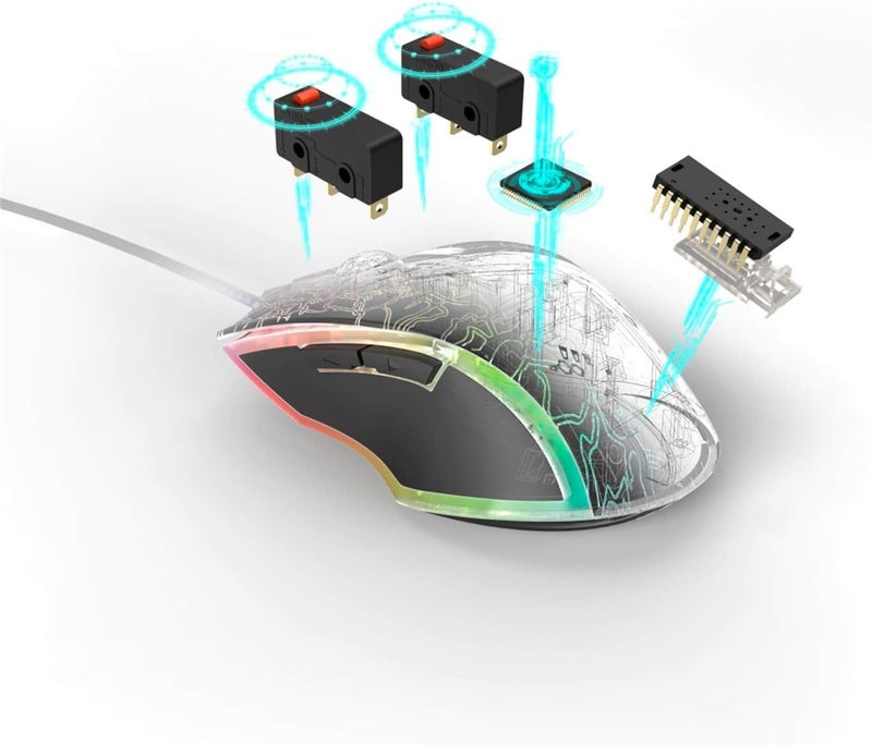 uRage Reaper 220 Illuminated Gaming Mouse 4800 DPI RGB 16.8M Colors Honeycomb Design 6 Programmable Buttons Omron Switches 500Hz Polling Optical Pixart Sensor PTFE Feet Wired for PC Gaming Black - Image 4