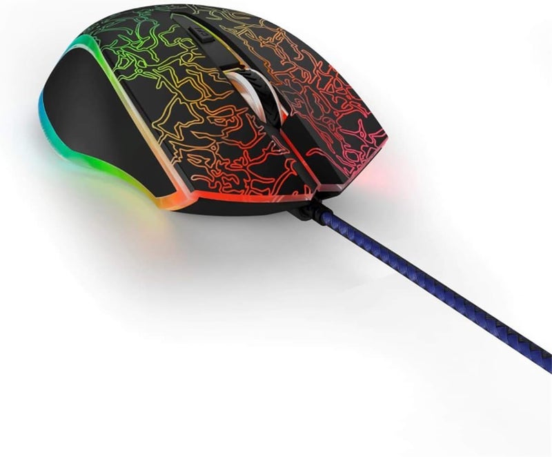 uRage Reaper 220 Illuminated Gaming Mouse 4800 DPI RGB 16.8M Colors Honeycomb Design 6 Programmable Buttons Omron Switches 500Hz Polling Optical Pixart Sensor PTFE Feet Wired for PC Gaming Black - Image 1