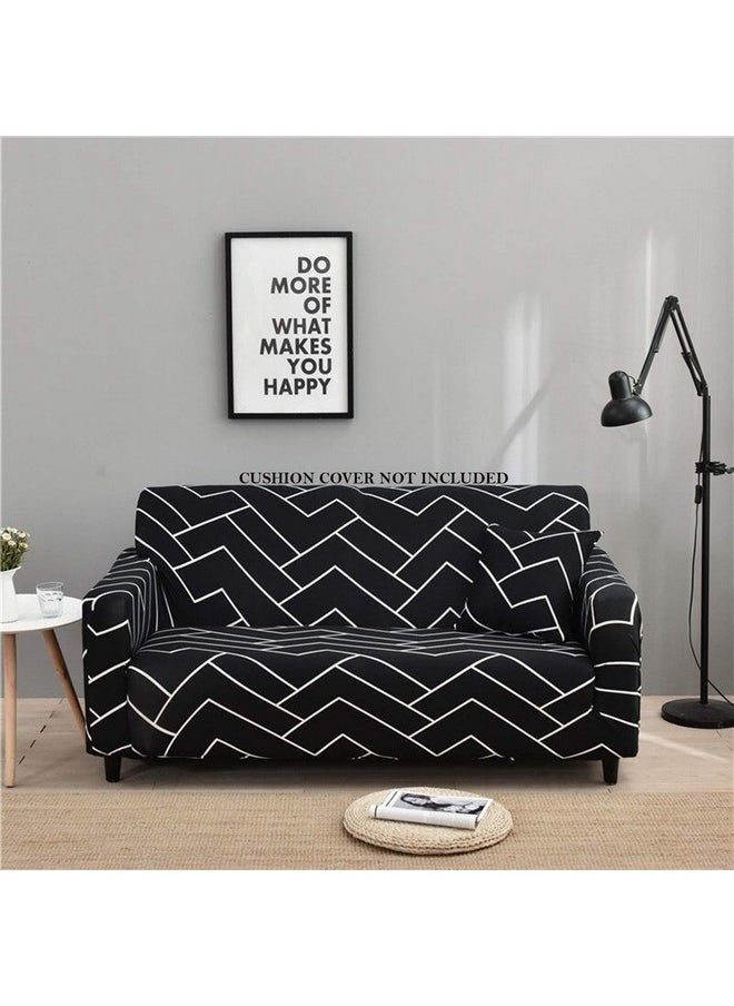 هاوس أوف كويرك غطاء أريكة فردي متعدد الاستخدامات من House of Quirk مصنوع من مزيج البوليستر المرن والمرن (90-145 سم، أسود متعرج)  - Image 1