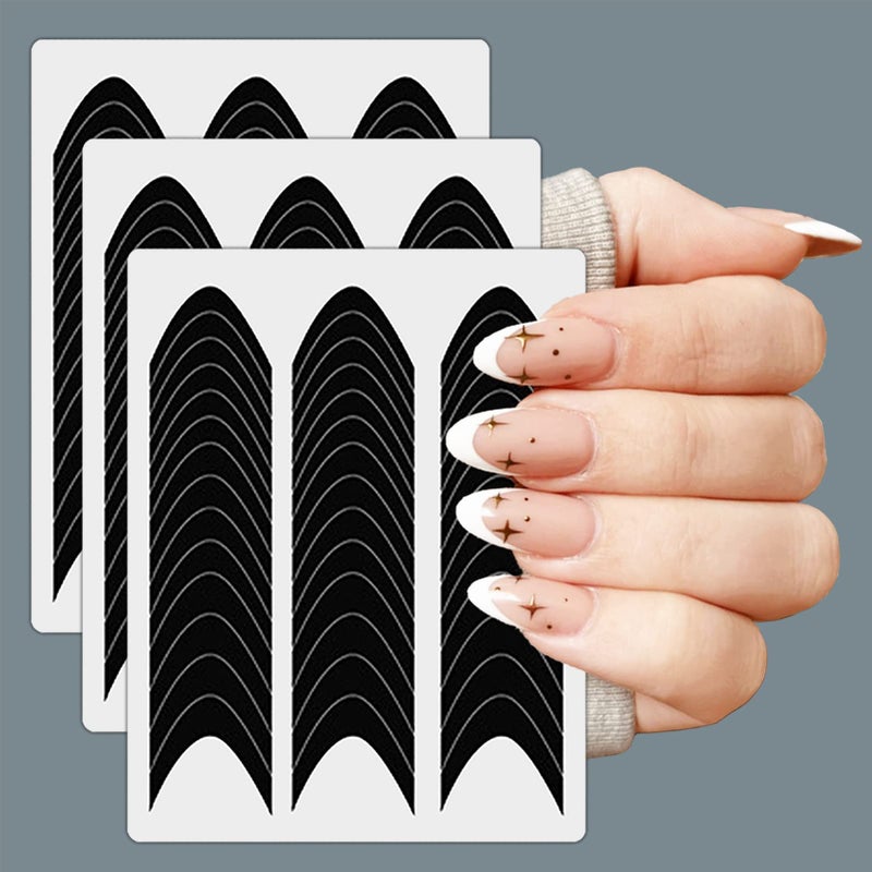 winthrop 36 Sheets 1512 Pcs French Tip Nail Guides, Self-Adhesive French Smile Manicure Strip Stickers for Edge Auxiliary Black DIY Decoration Stencil Tools(Moon Shape Design) - Image 3