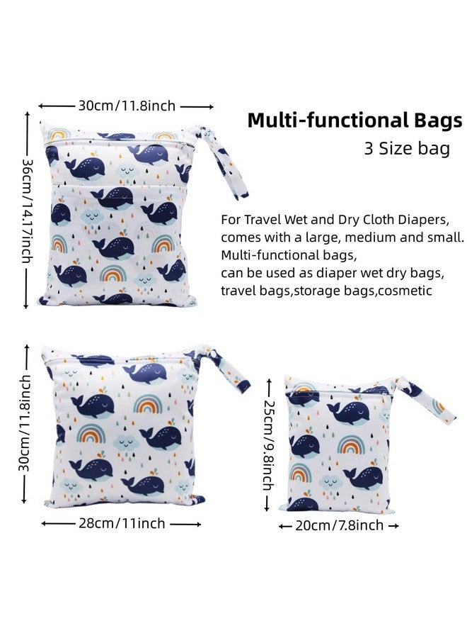 Asenappy Asenappy 3pcs Cloth Diaper Wet Dry Bags Waterproof Reusable with Two Zippered Pockets Travel Beach Pool Daycare Soiled Baby Items Yoga Gym Bag for Swimsuits or Wet Clothes  - Image 1