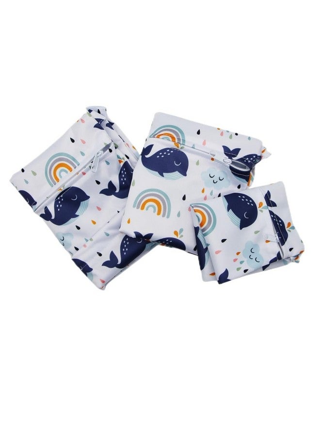 Asenappy Asenappy 3pcs Cloth Diaper Wet Dry Bags Waterproof Reusable with Two Zippered Pockets Travel Beach Pool Daycare Soiled Baby Items Yoga Gym Bag for Swimsuits or Wet Clothes  - Image 3