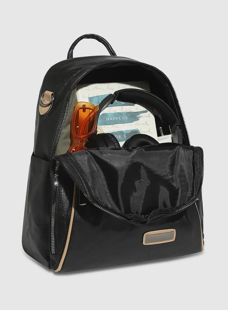 Haute Sauce  Contrast Piping Backpack - Black  | Best Price UAE
