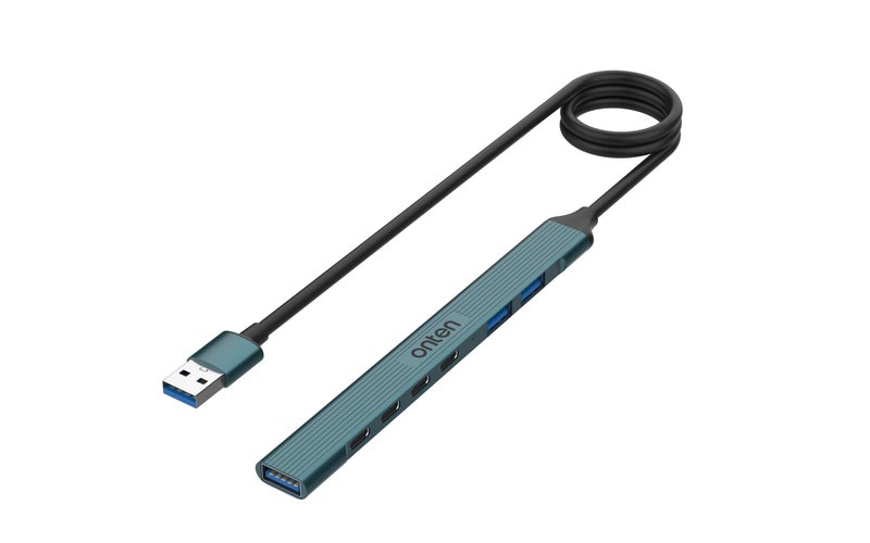 محول وموزع ONTEN USB-C إلى USB مع 7 منافذ، USB 3.0/2.0، لجهاز MacBook Pro و iMac 2021، مقسم USB-A