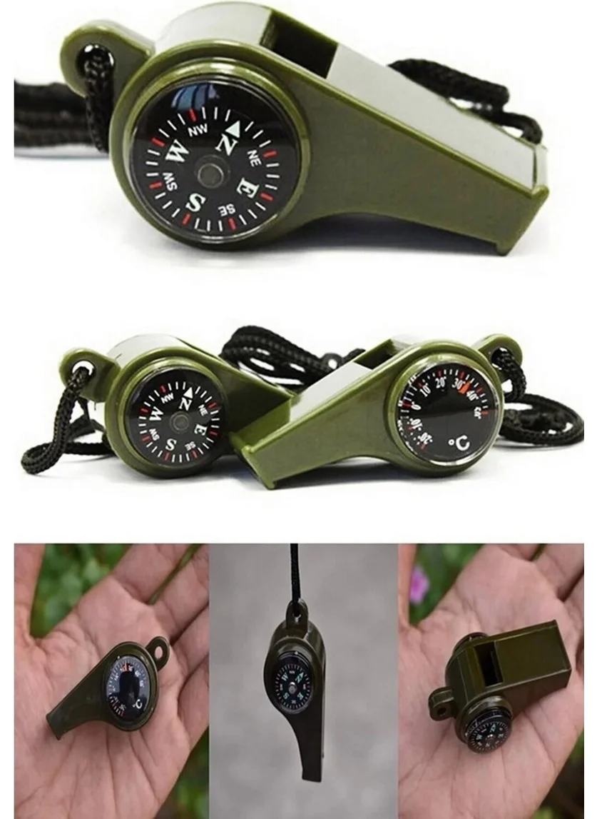 BarkoFix Multifunctional Whistle with Compass and Graduated Thermometer Hunter Military Whistle - Guard Whistle