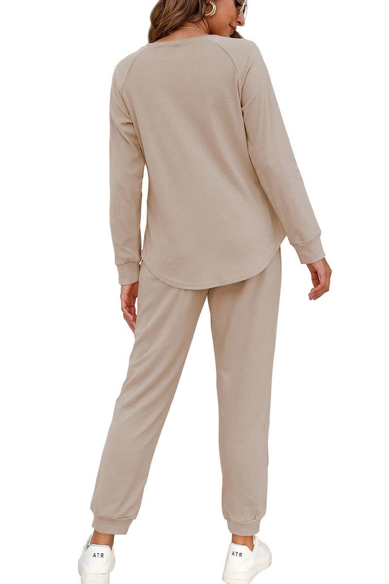 WIHOLL Jogging Suits for Women Two Piece Outfits Pants Set, Womens Loungewear Set Beige XL - Image 2