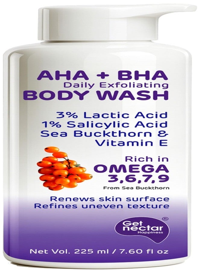 Get Nectar Happiness غسول الجسم نكتار هابينس الكوري بخلاصة التوهج | 4% مواد فعالة (3% حمض اللاكتيك + 1% حمض الساليسيليك) | أوميغا 3، 6، 7، 9 | غسول مقشر للجسم لإزالة السمرة، وعلاج حب الشباب، ومنح البشرة نعومة وإشراقة | خالٍ من الكبريتات والبارابين | للرجال والنساء | 225 مل - Image 1