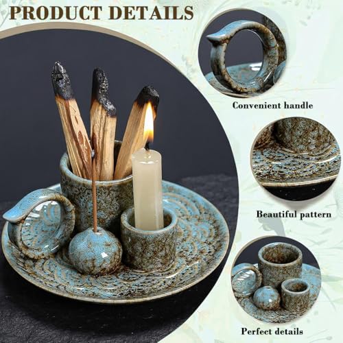 HASTHIP® Incense Burner Ceramic Holder, Elegant Dhoop Holder, Agarbatti Holders with Ash Catcher for Candle or Sage, for Yoga, Meditation, Energy Cleansing - Image 3