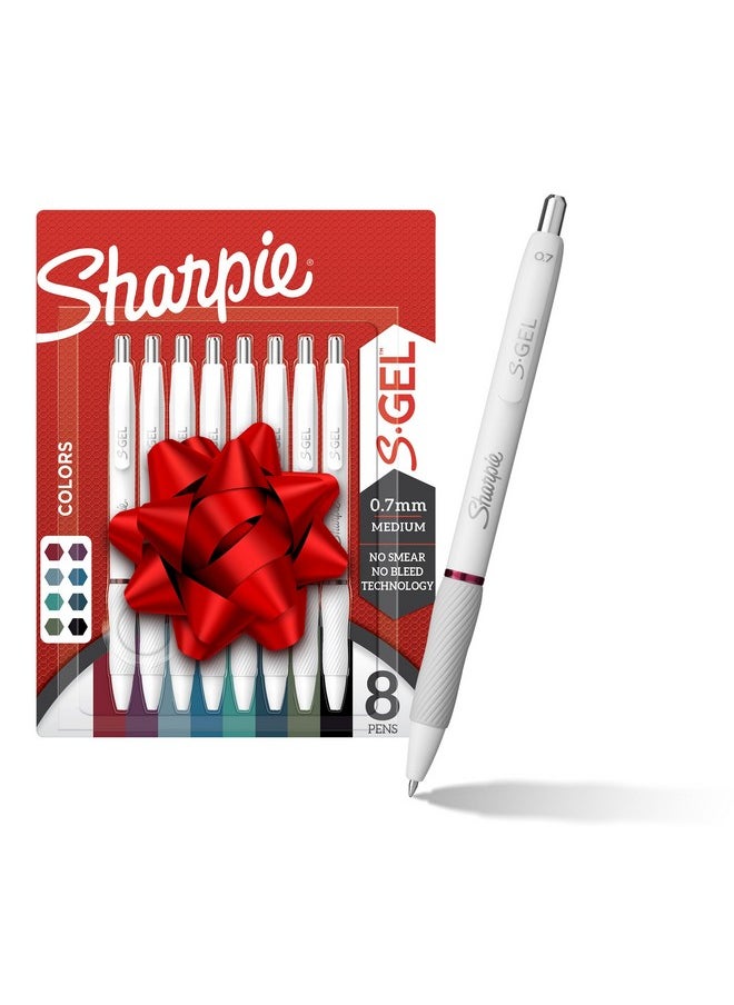 Sharpie SHARPIE S-Gel Pens, Fashion Barrel Gel Pens, Pearl White Body, Medium (0.7mm) Point, Stocking Stuffers, Bold Ink Colors, 8 Count  - Image 1