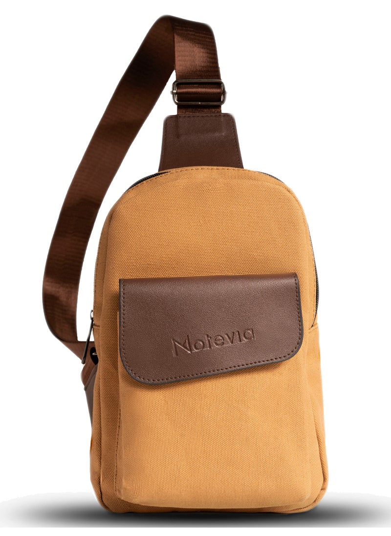 Generic - Motevia Men's Crossbody Shoulder Bag Large Zipper Pocket Front Snap On Duck Canvas Crossbody Bag for Men Durable Reinforced Canvas - Image 1