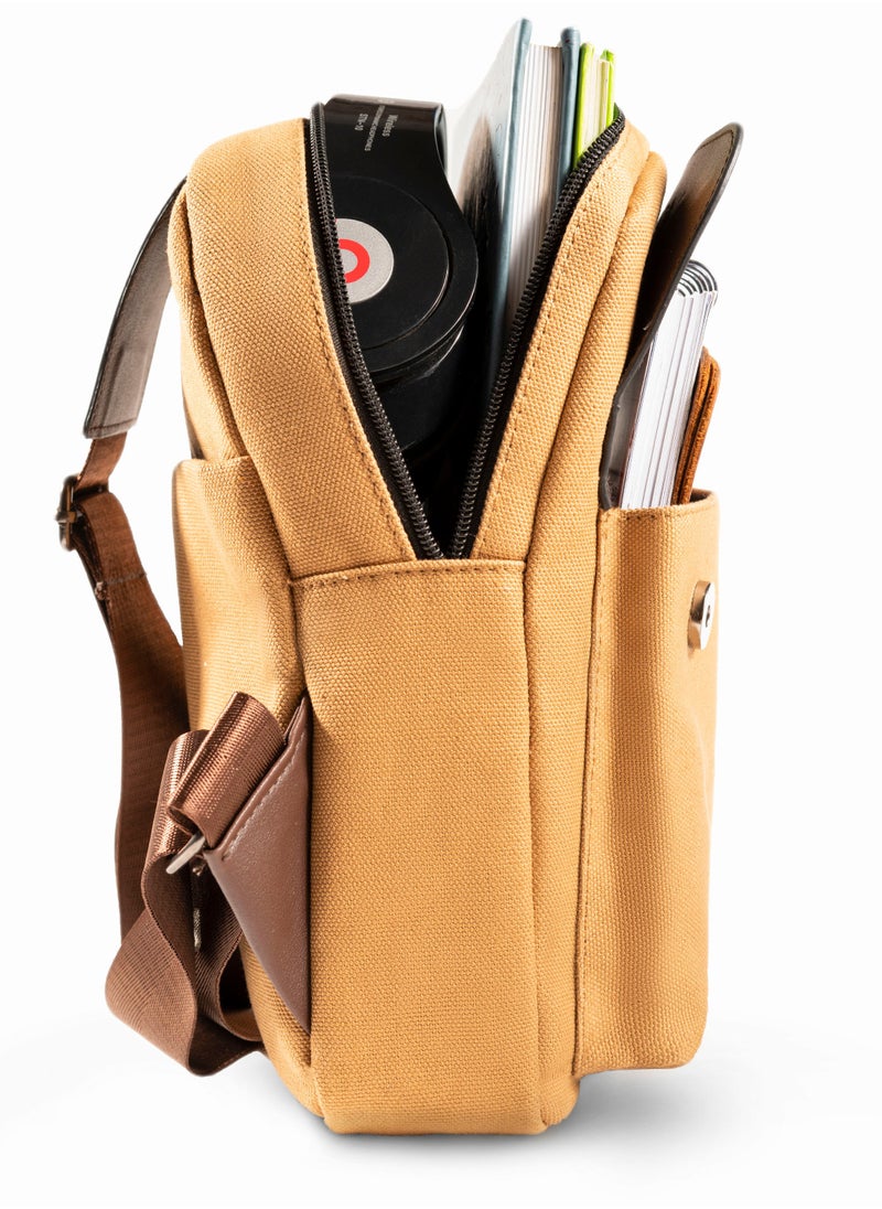 Generic - Motevia Men's Crossbody Shoulder Bag Large Zipper Pocket Front Snap On Duck Canvas Crossbody Bag for Men Durable Reinforced Canvas - Image 1