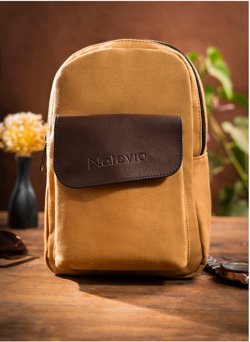 Generic - Motevia Men's Crossbody Shoulder Bag Large Zipper Pocket Front Snap On Duck Canvas Crossbody Bag for Men Durable Reinforced Canvas - Image 1