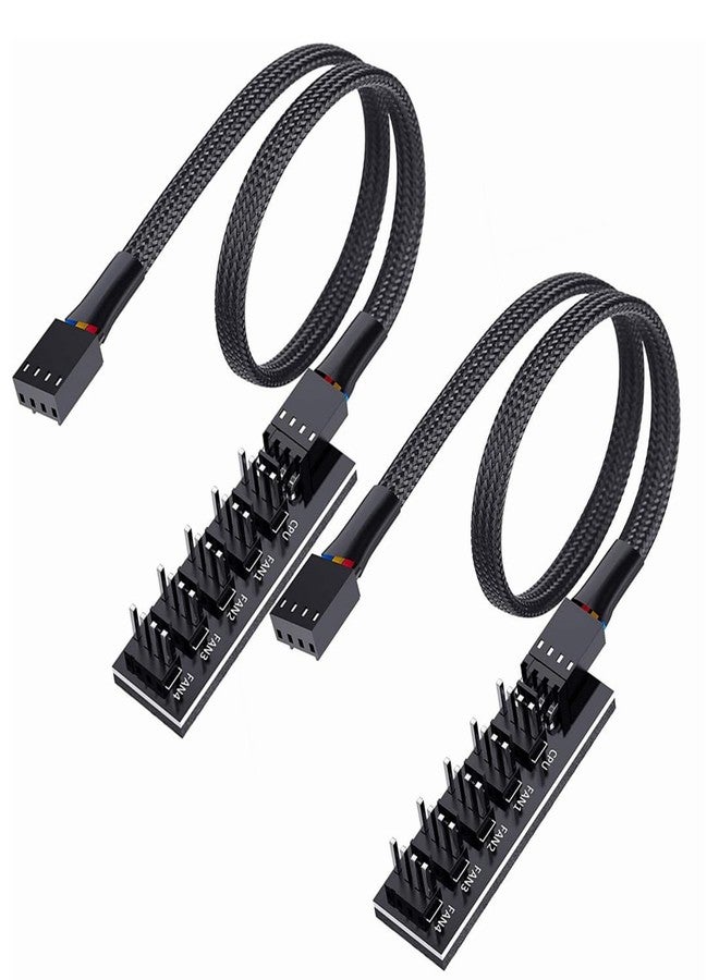 AVERZELLA 2 Pack Cooling Fan 1 to 5 Hub, All 4 Pin Cooling Fans Power Extension Cable for PC Case Internal Motherboard Fan, 5 Way Splitter Wire for ATX Computer Case, Sleeved Braided (16 inches) - Image 1
