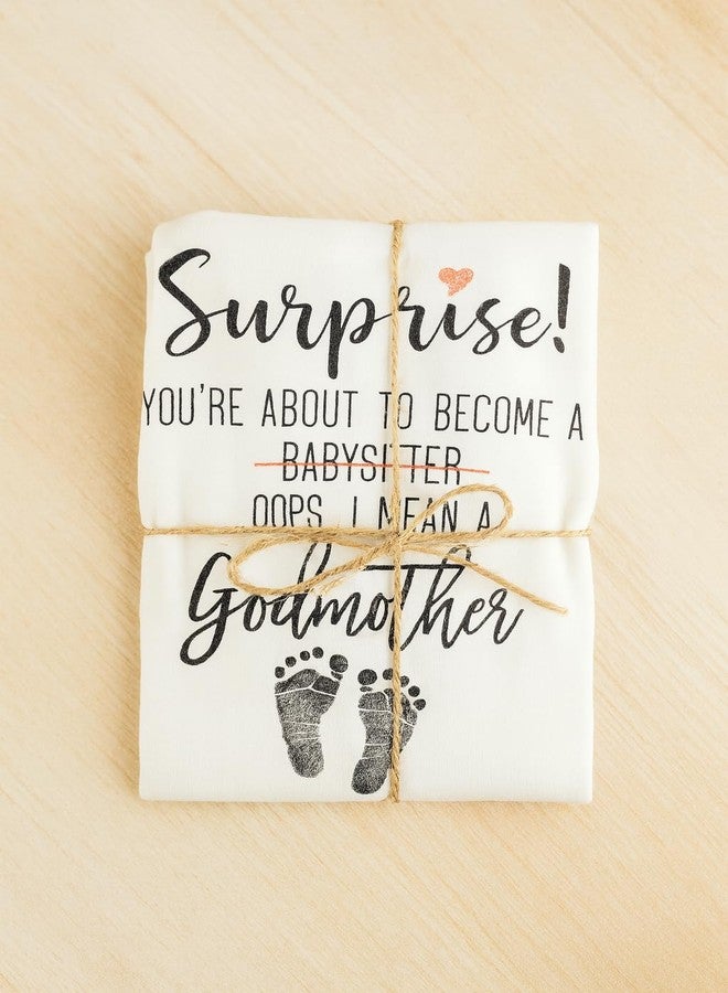 Witty and Bitty Surprise You're About to Become A Babysitter funny Pregnancy Reveal Announcement gift Godmother Onesie/Bodysuit (Godmother) - Image 2