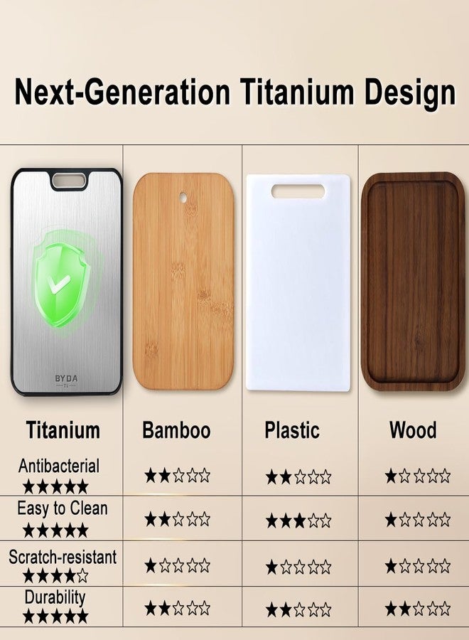 BYDA Titanium Cutting Board for Kitchen,Double Sided FoodGrade,Pure Titanium&Wheat Straw PP,Non-Toxic,Non-Slip,Dishwasher Safe,Ideal for Meat,Vegetables,Fruit - Image 4