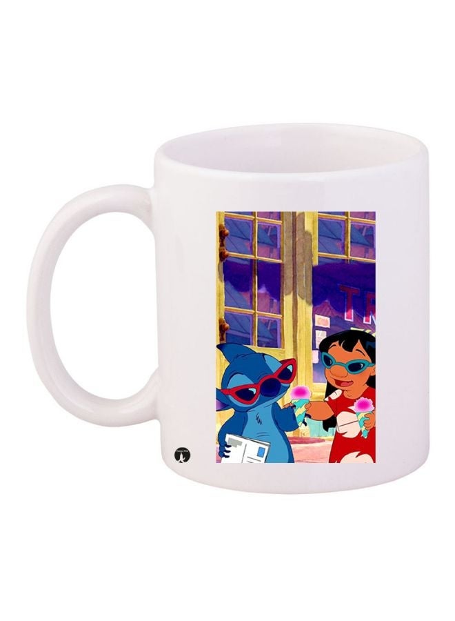 RYN Cartoon Printed Coffee Mug White/Red/Blue 11ounce